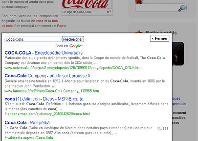 Exemple de recherche menée par le wikiboo détective.