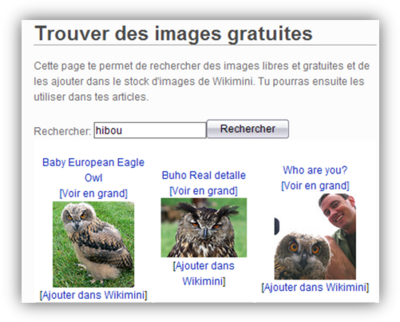 Recherche d'images gratuites avec Wikimini